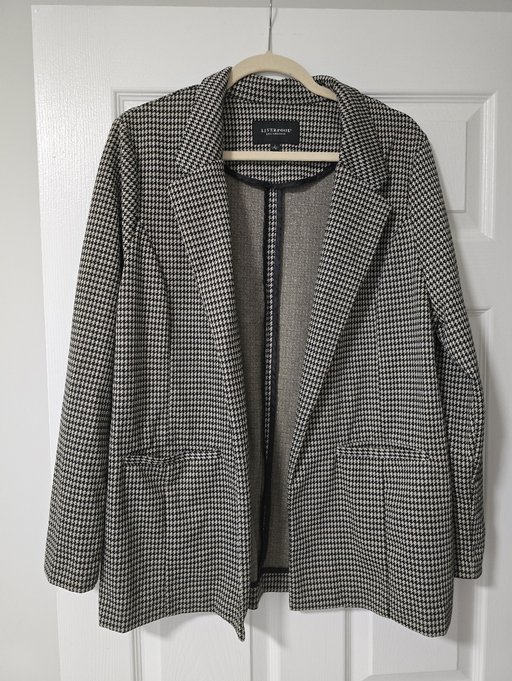 Liverpool Black & White Houndstooth Open-Front Blazer